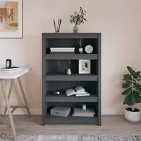 Libreria Grigia 80x35x126 cm in Legno Massello di Pino cod 11564