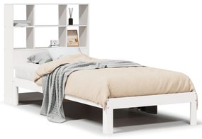 Letto libreria senza materasso bianco 90x190 cm massello pino