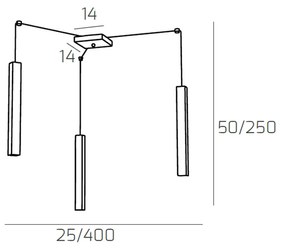 Sospensione Moderna Square Tube Metallo Sabbia 3 Luci Gu10