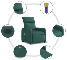 Poltrona Massaggiante Reclinabile Elettrica Verde Scuro Tessuto