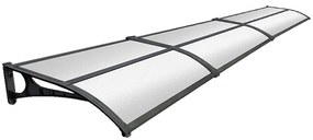 Pensilina in policarbonato trasparente L 405 x P 100 cm struttura in alluminio nero