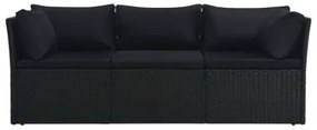 Set Divani da Giardino 4 pz con Cuscini in Polyrattan Nero