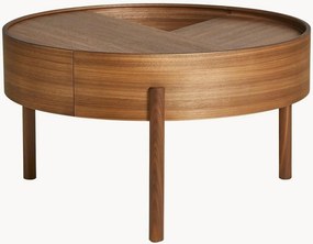 Tavolino rotondo in legno di noce con vano contenitore Arc