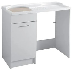 Colavene Duo mobile lavatoio 106x60 coprilavatrice con vasca sinistra e cesto portabiancheria bianco lucido