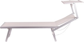 Lettino Mare con Parasole Richiudibile 181x71,5x38,5 cm in Alluminio PVC e Poliestere Avorio Riccione...