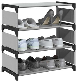 Scarpiera 4 Ripiani Grigia 54x28x55 Cm İn Tessuto Non Tessuto /