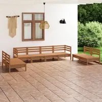 Set Divani da Giardino 8 pz Miele in Legno Massello di Pino 3082575