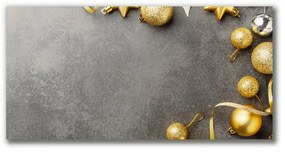 Foto quadro su tela Palline di Natale con stelle dorate 100x50 cm