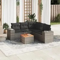 Set Divano da Giardino 6 pz con Cuscini Grigio in Polyrattan 3225444