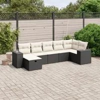 Set Divani da Giardino con Cuscini 7pz Nero Polyrattan 3264432