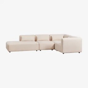 Divano Angolare Modulare In 4 Pezzi Fogler Con Divano Sinistro Ciniglia Crema Beige - Sklum