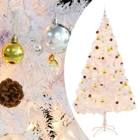 Albero Di Natale Preilluminato Con Palline Bianco 210 Cm /