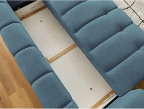 Divano blu allungabile e con contenitore rivestito in ciniglia 251 cm Fuji – Bobochic Paris