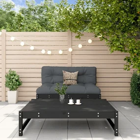 Set salotto da giardino 2 pz nero in legno massello di pino