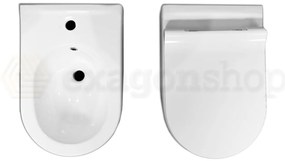 Candy Coppia sanitari sospesi Vaso E Bidet senza brida in ceramica Con Sedile soft close Bianco