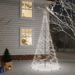 Albero di Natale con Palo in Metallo 500 LED Bianco Freddo 3 m