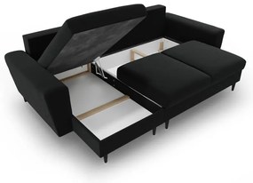 Divano angolare nero allungabile e con contenitore con rivestimento in velluto Kyoto – Cosmopolitan Design