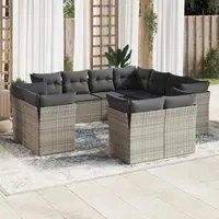 Set Divani da Giardino 11 pz con Cuscini in Polyrattan Grigiocod mxl 112040