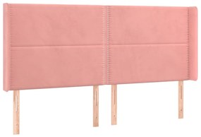 Letto a Molle con Materasso e LED Rosa 180x200 cm in Velluto