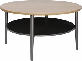 Tavolino rotondo Ella A rovere / nero opaco – Ø80 cm