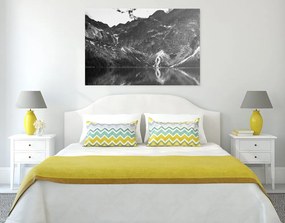 Stampa su tela – Morskie Oko nei Tatra in bianco e nero