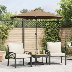 Ombrellone Giardino Con Led Palo Acciaio Tortora 225x225x212 Cm /