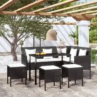 Set Mobili 5 Pz Divano a L con Cuscini in Polyrattan Nero 318578