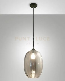 Infinity sospensione 1 luce d.25cm in vetro fume' e struttura in m...
