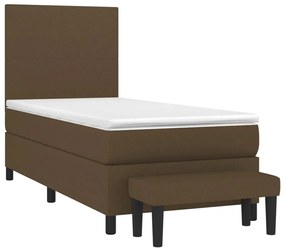 Giroletto a molle con materasso marrone scuro 90x190cm tessuto