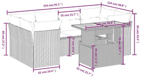 Set divani da giardino 7 pz con cuscini beige in polyrattan