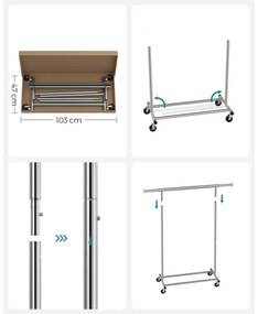 Appendiabiti mobile a piantana LINEA, argento