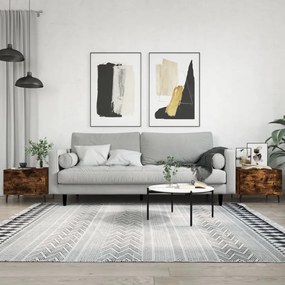 Tavolini Salotto 2 Pz Rovere Fumo 50x50x40cm Legno Multistrato /