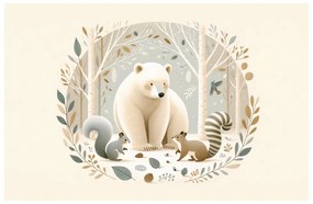 Quadro su tela – Orso e animali del bosco nella foresta