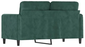 Divano a 2 posti verde scuro 120 cm in velluto