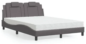 Letto Con Materasso Grigio 140x190 Cm İn Similpelle /