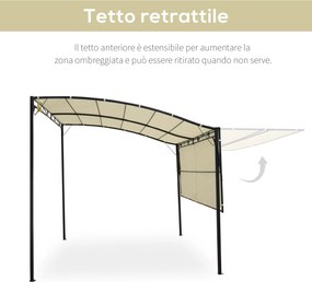 Pergola da Giardino 300x250x200-250A cm in Acciaio con Copertura in Tessuto Beige...