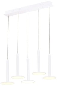 Lampadario Sospensione Mod Tua Metallo Lgp Bianco 5 Led 45W Doppia Emissione