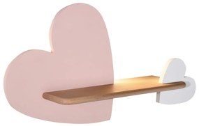 Applique LED per bambini con mensola HEART LED/5W/230V rosa/bianco/legno