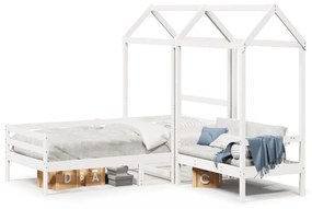 Set Dormeuse E Panca Con Tetto Bianco 90x200cm Massello Pino /