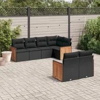 Set Divani da Giardino con Cuscini 7pz Nero Polyrattan 3260221