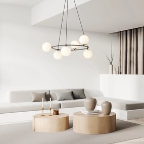 Lampadario Minimal Tiamat Acciaio Nero Oro 6 Luci E14 Ip20