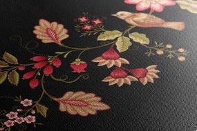 Quadro su tela – Uccellino con motivo folk