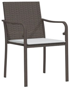 Set Pranzo da Giardino 7 pz con Cuscini in Polyrattan e Acciaio