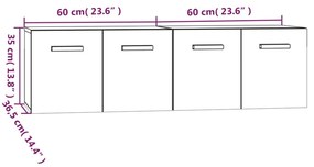 Mobili Parete 2 pz Grigio Cemento 60x36,5x35 cm in Multistrato