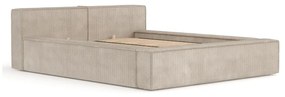 Letto matrimoniale imbottito beige con contenitore e rete inclusi 160x200 cm Voliera – Maison de Rêve