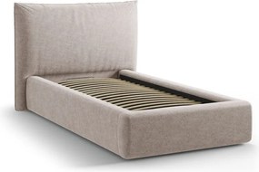 Letto singolo imbottito beige con contenitore con rete inclusa 90x200 cm Kaelle – Micadoni
