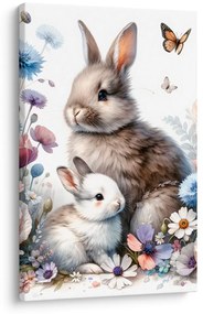 Quadro su tela – Dolci coniglietti tra i fiori