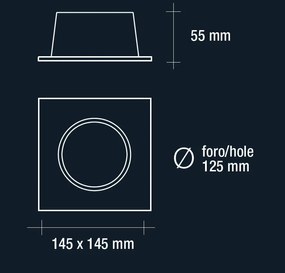 Faretto quadro bianco orient.,15W orient