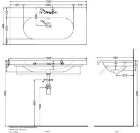 Cielo Fluid Lavabo 100x48 Sospeso Monoforo Con Troppopieno Bianco Lucido