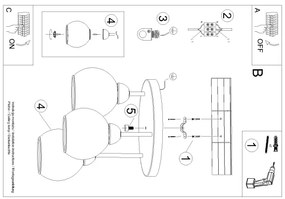 Sollux SL.1140 - Lampadario a stelo ALINO 3xE27/60W/230V nero